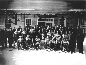 Équipe de hockey avec trophée